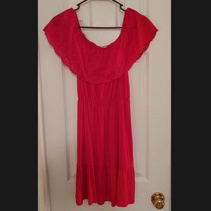 Alya red dress with lacy trim